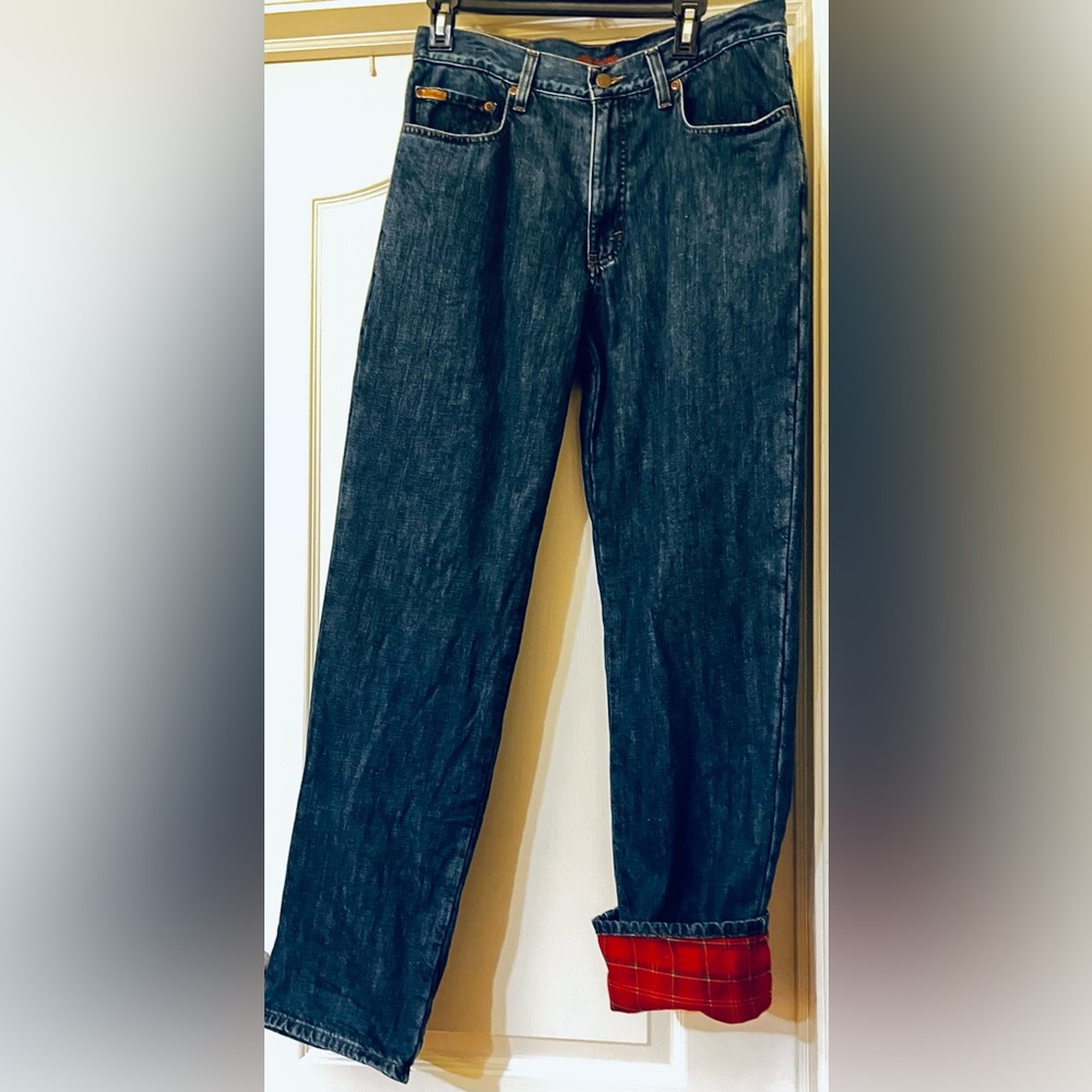 Eddie Bauer Flannel Lined Men's 34x34 Relaxed Fit Dark Wash Jeans